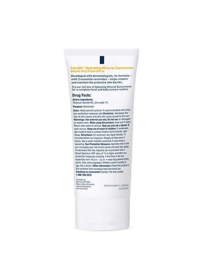 Cerave Hydrating Mineral Face Sunscreen SPF50